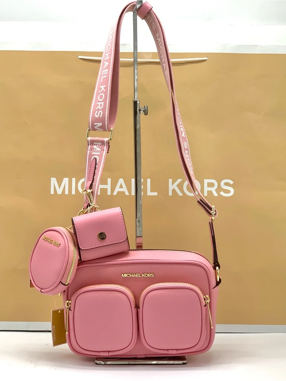 Michael Kors Carnation Pebbled Leather Crossbody